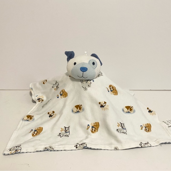 Rabbit Bear Organic Puppy Dog Lovey Emily Oliver White Blue Stripes Baby Toy Boy - Picture 1 of 6